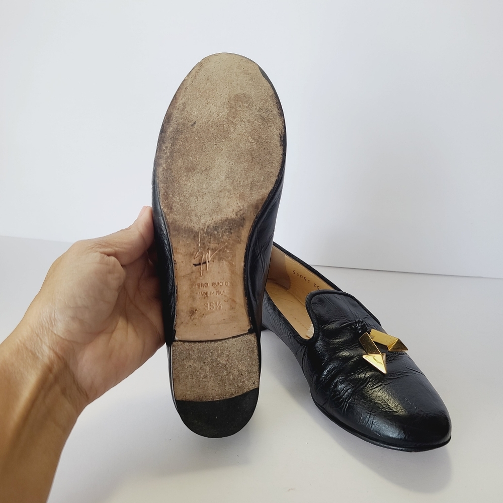 Giuseppe Zanotti Black Loafers with Gold Studs Size 35.5 - Picture 7 of 9
